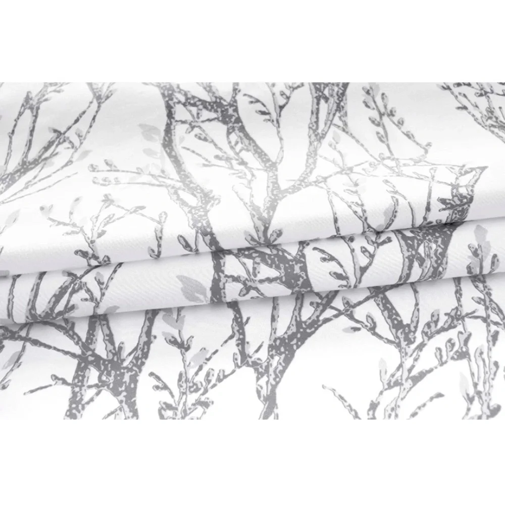 Luxury Home | Elegant Chic Grey & White Tree Branch Print Window Valence